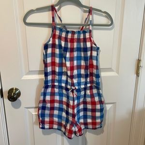 Cat & Jack 10/12 romper. Never worn. Red/white/blue